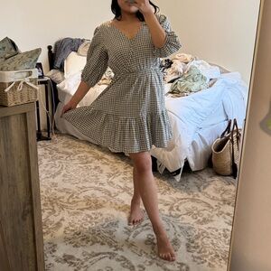 Mango Gingham Wrap Dress